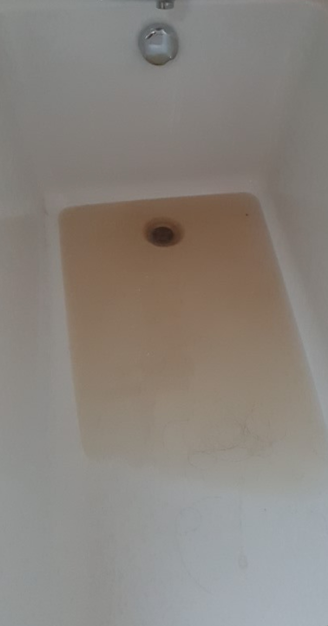 Blocked bath drain before unblocking